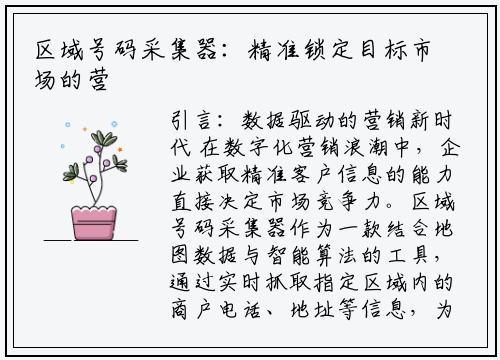 区域号码采集器：精准锁定目标市场的营销利器